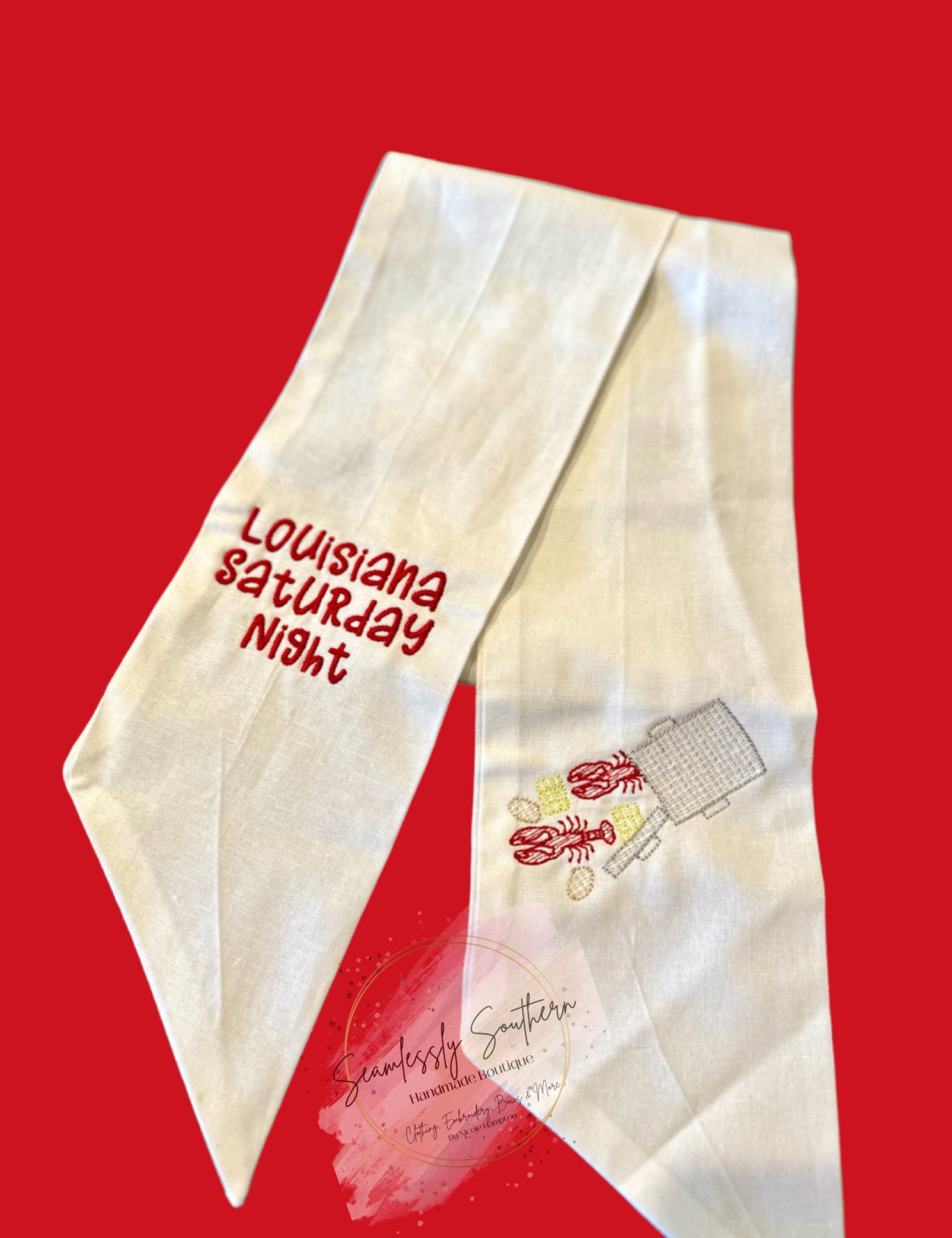 Crawfish Boil Wreath Sash