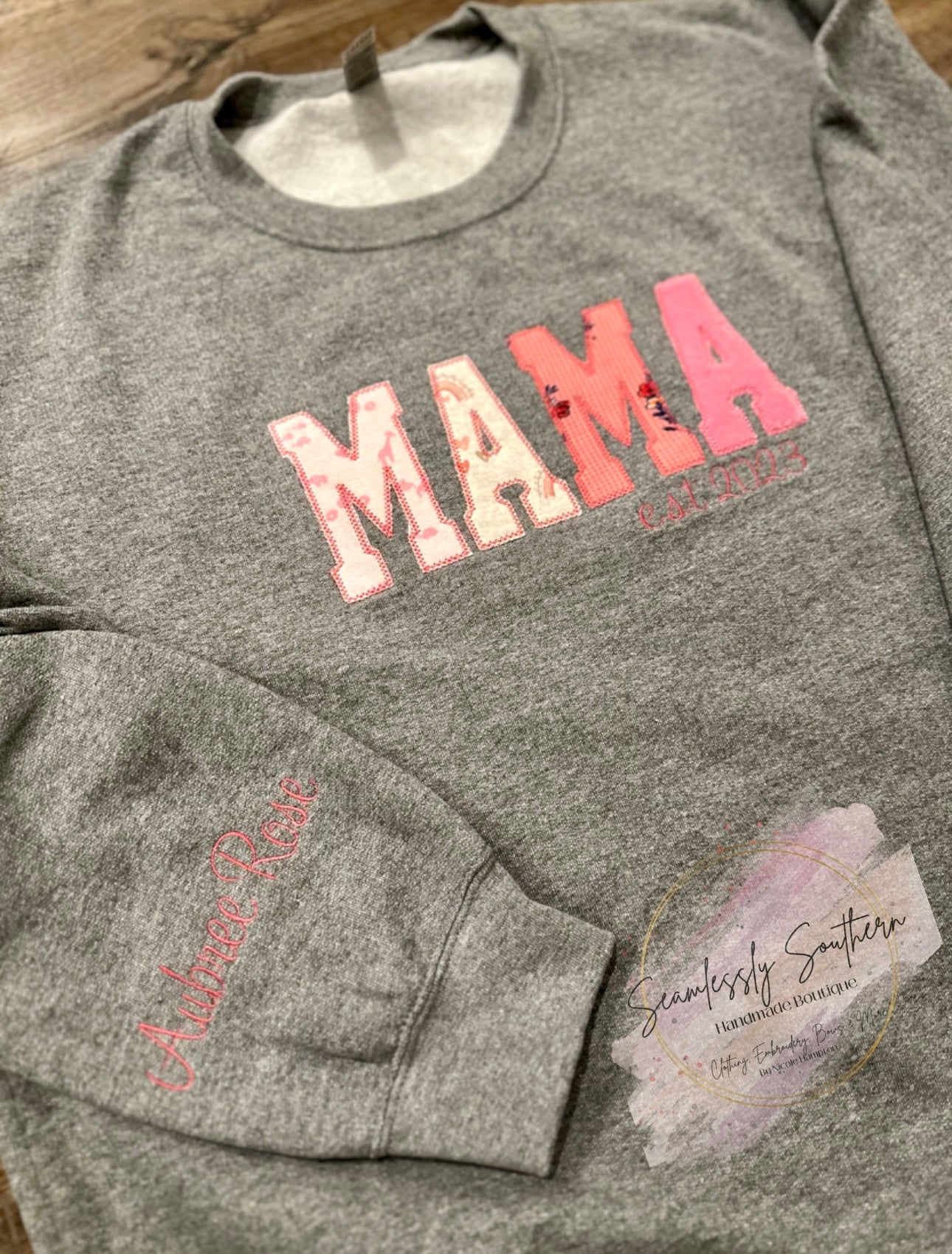 Personalized MAMA Onesie Embroidered Sweatshirt