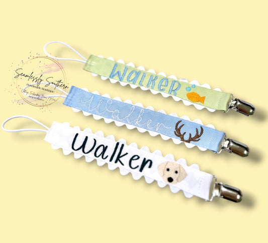 Personalized Embroidered Pacifier Clip