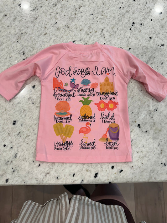 God Says I Am Girls Rashguard