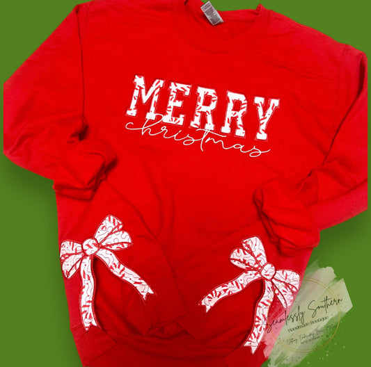 Merry Christmas Side Bow Sweatshirt