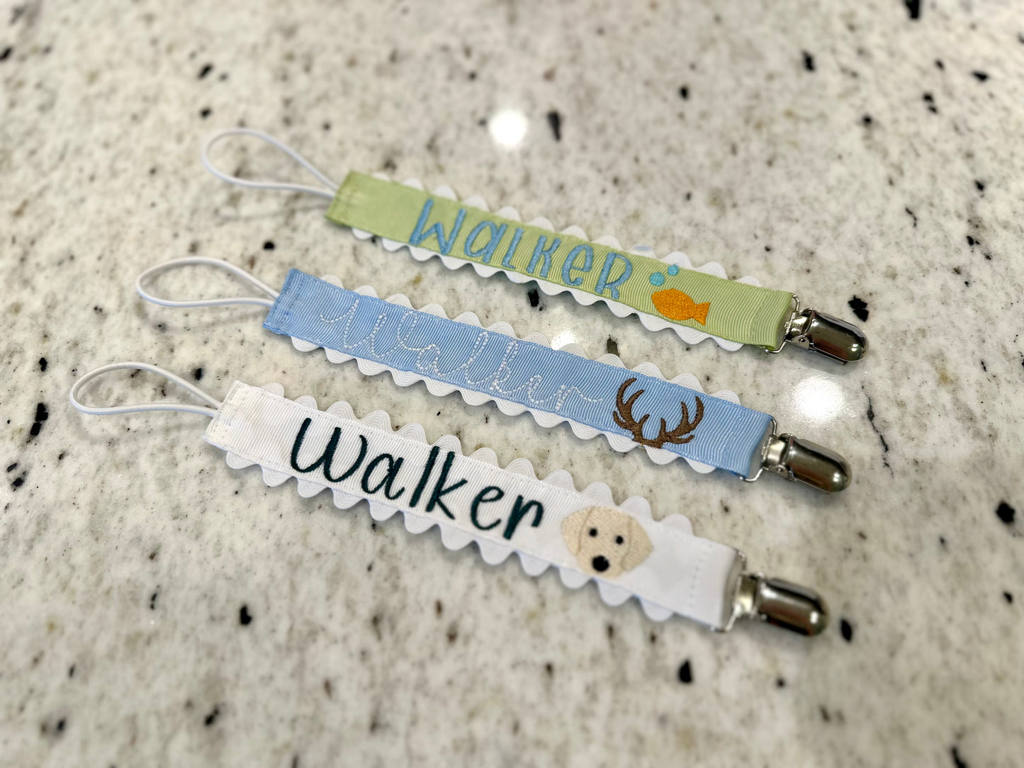 Personalized Embroidered Pacifier Clip