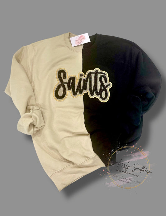 Saints Two Toned Glitter Embroidered Sweatshirt