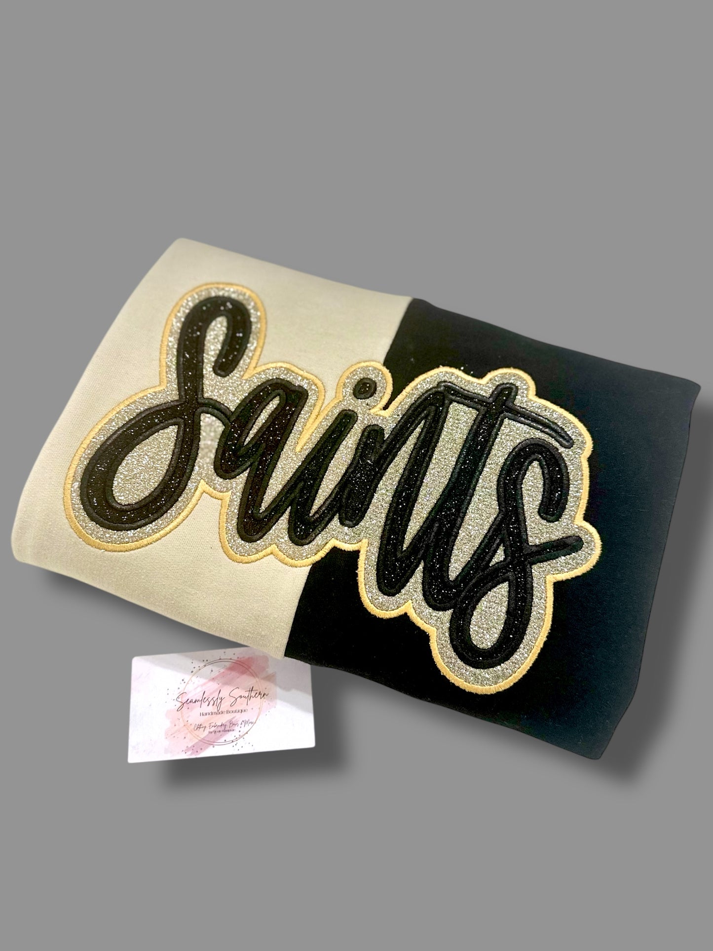 Saints Two Toned Glitter Embroidered Sweatshirt